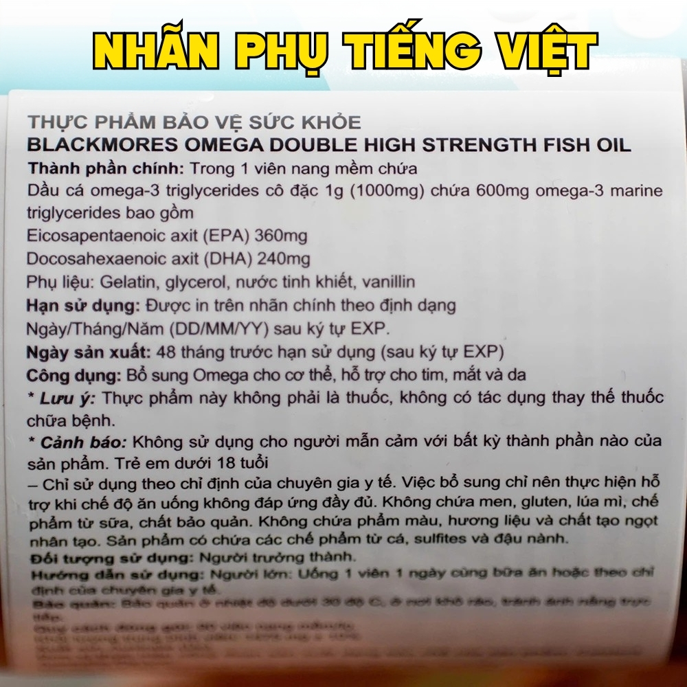 Blackmores Viên Uống Dầu Cá Liều Omega Gấp 2 Lần Double High Strength Fish Oil (90 Viên) - Chính Ngạch Úc