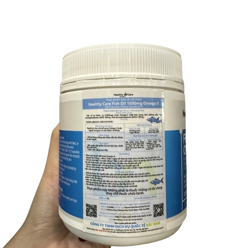 Combo 2 Hộp Healthy Care Viên Dầu Cá Bổ Sung Omega 3 Fish Oil 1000mg 200 Viên