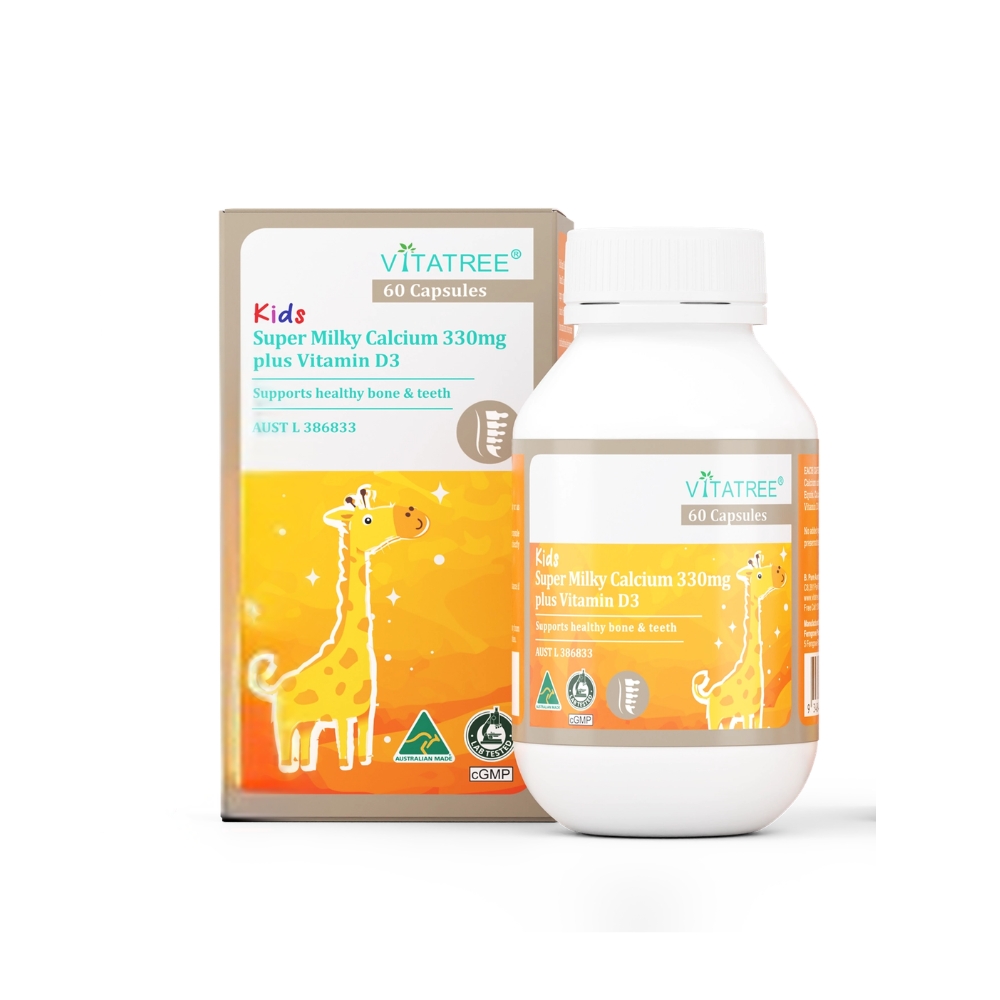 Vitatree Viên Uống Canxi Kids Super Milky Calcium 330mg Plus Vitamin D3 Cho Trẻ Từ 1 Tuổi