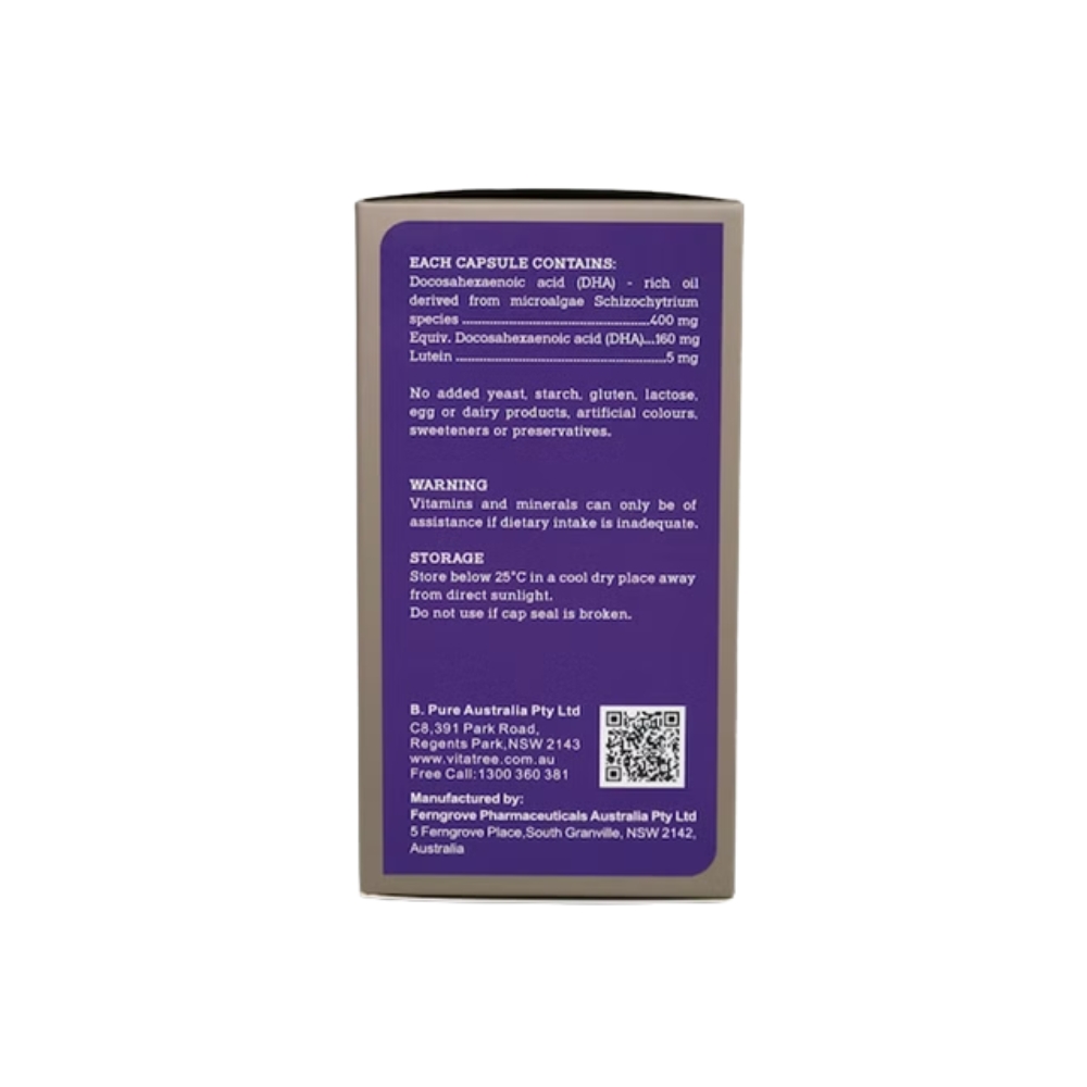 Vitatree Viên Uống DHA Tảo Kids Strength DHA Algae Oil plus Lutein Cho Trẻ Từ 6 Tháng Tuổi  30 Viên