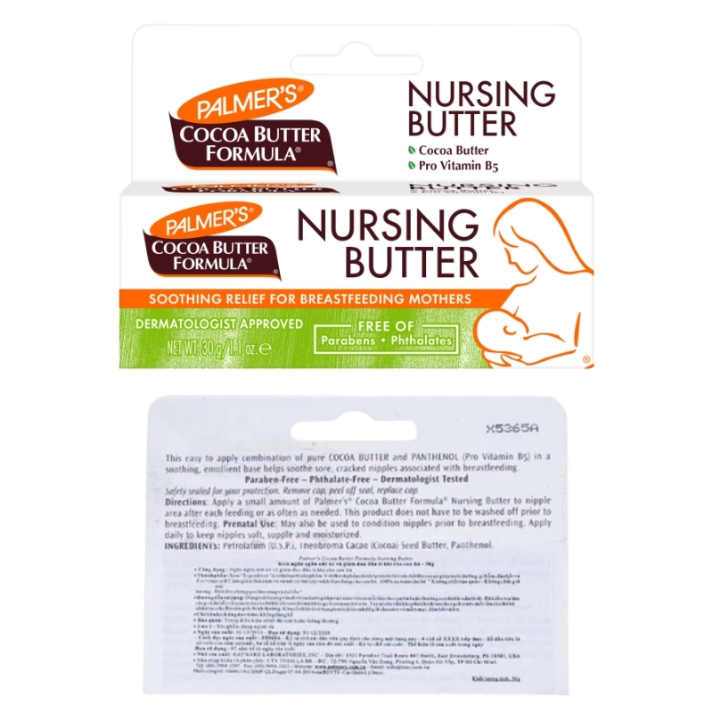 Combo 1 Palmer’s Kem Ngăn Ngừa Nứt Nẻ, Giảm Đau Đầu Ti Cocoa Butter Formula Nursing Butter 30g &  1 Palmer's Kem Ngăn Ngừa, Giảm Vết Rạn Cocoa Butter Massage Cream  125g