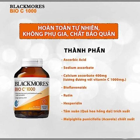 Blackmores Viên Uống Bổ Sung Vitamin C Bio C 1000mg 31 Viên