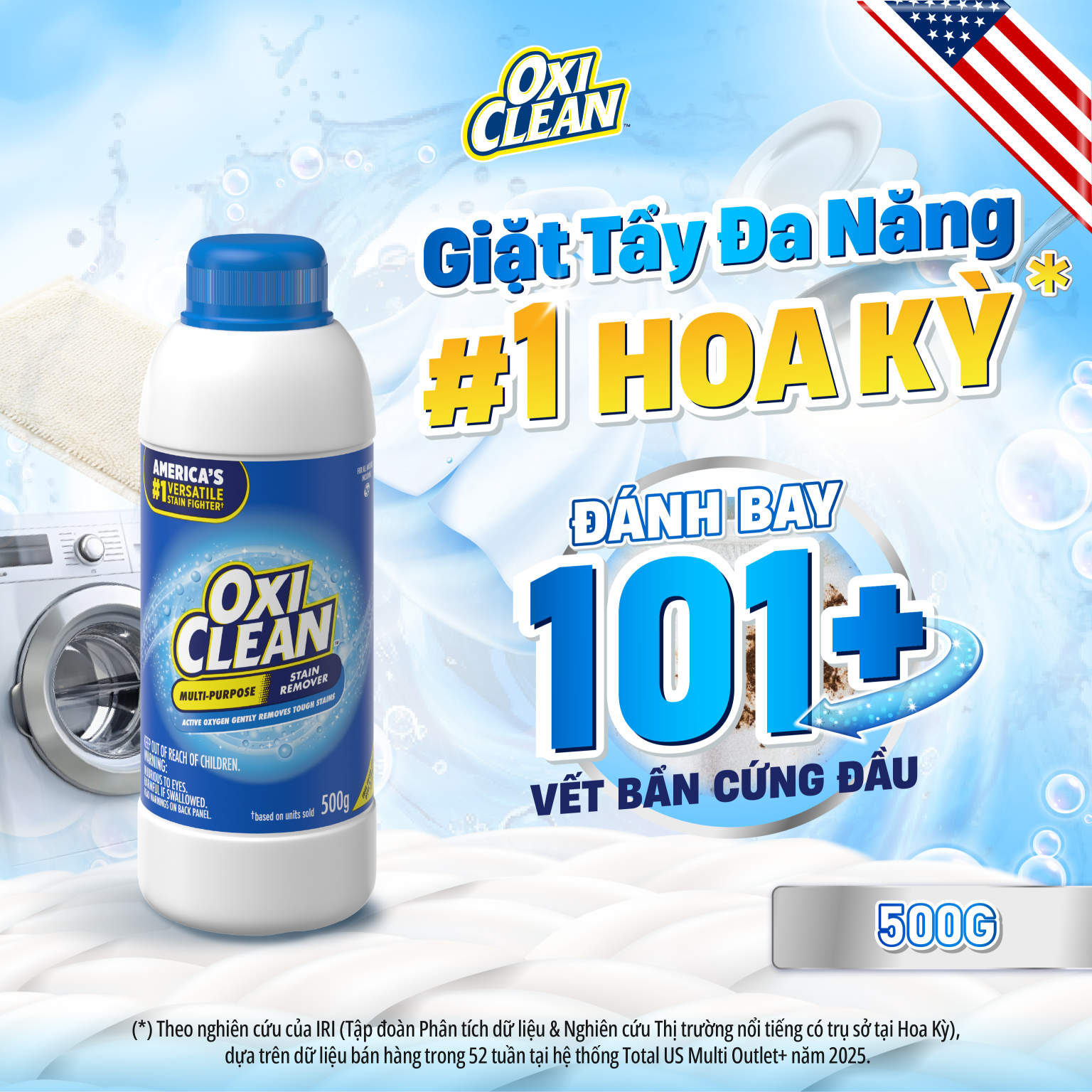 OxiClean Bột Giặt Tẩy Đa Năng Multi-Purpose Stain Remover Hỗ Trợ Loại Bỏ Vết Bẩn Cứng Đầu Chai 500g