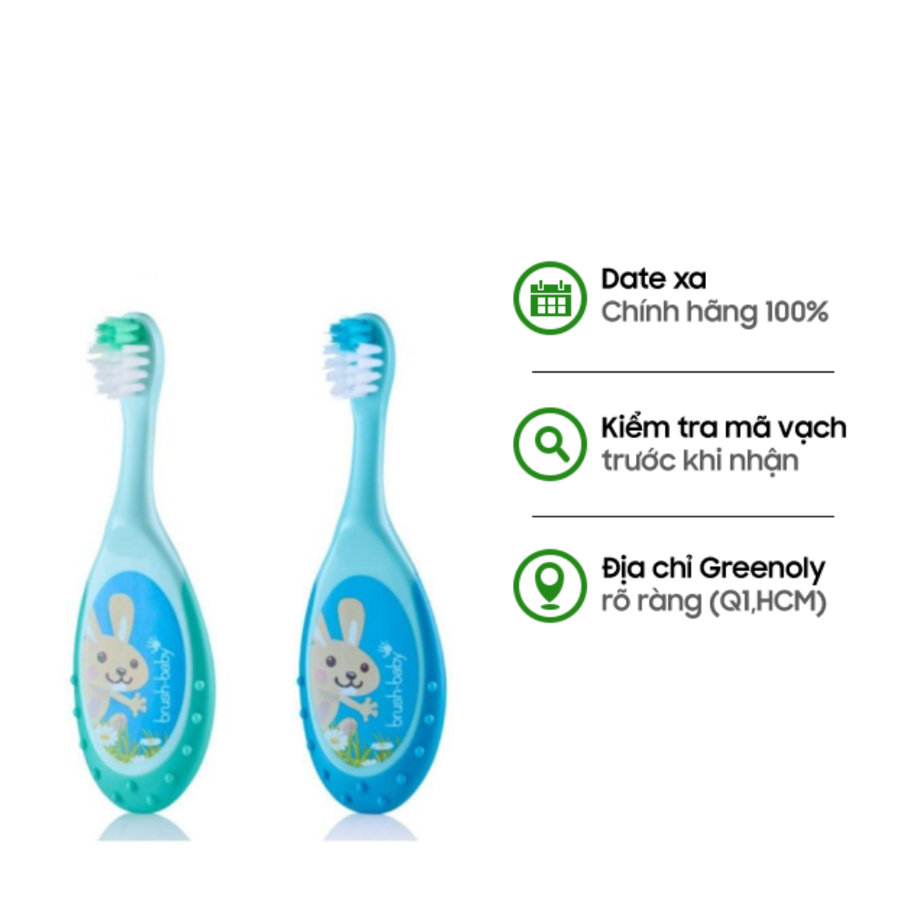 Brushbaby Bộ 2 Bàn Chải Đánh Răng Flossbrush Cho Bé Đang Thay Răng Sữa Từ 0 - 3 Tuổi