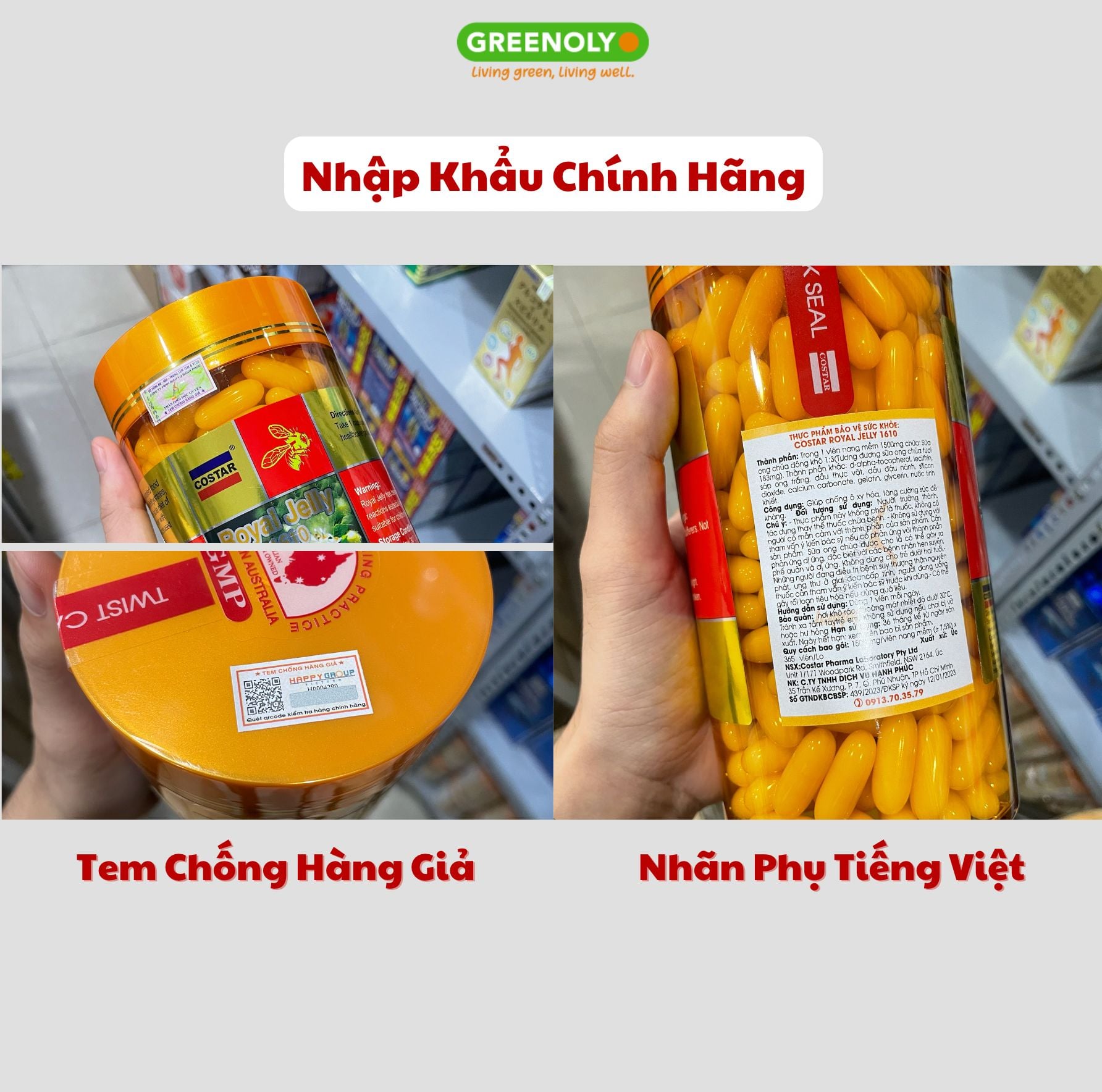 Costar Viên Uống Sữa Ong Chúa Royal Jelly Soft Gel 1610mg 365 Viên