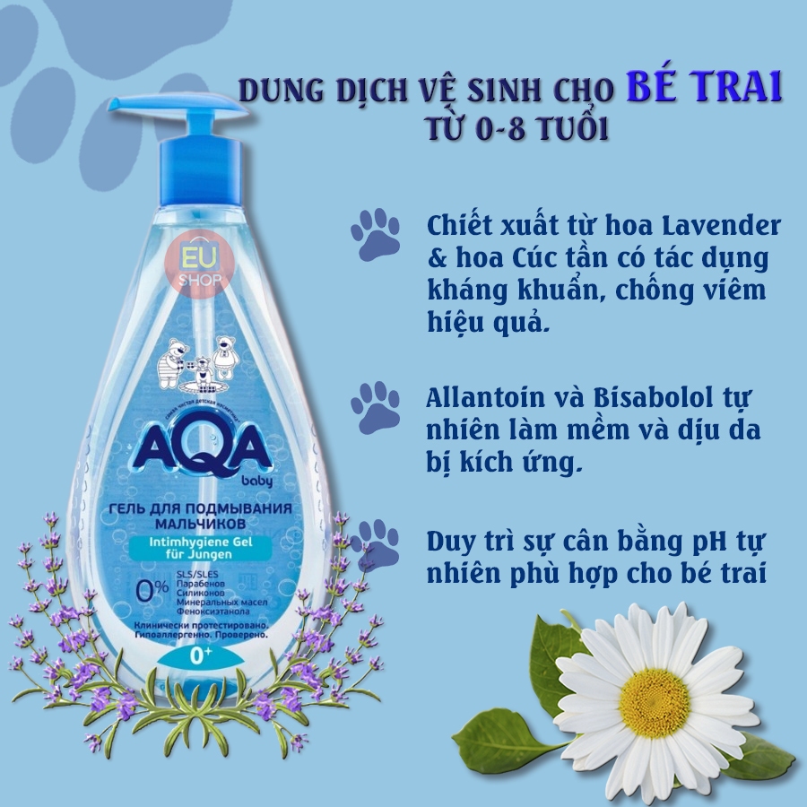 AQA Baby Dung Dịch Vệ Sinh Cho Bé Trai Từ 0- 8 Tuổi 250ml