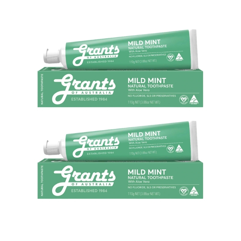 Combo 2 Tuýp Grants of Australia Kem Đánh Răng Chiết Xuất Lô Hội, Bạc Hà Thơm Miệng 110g