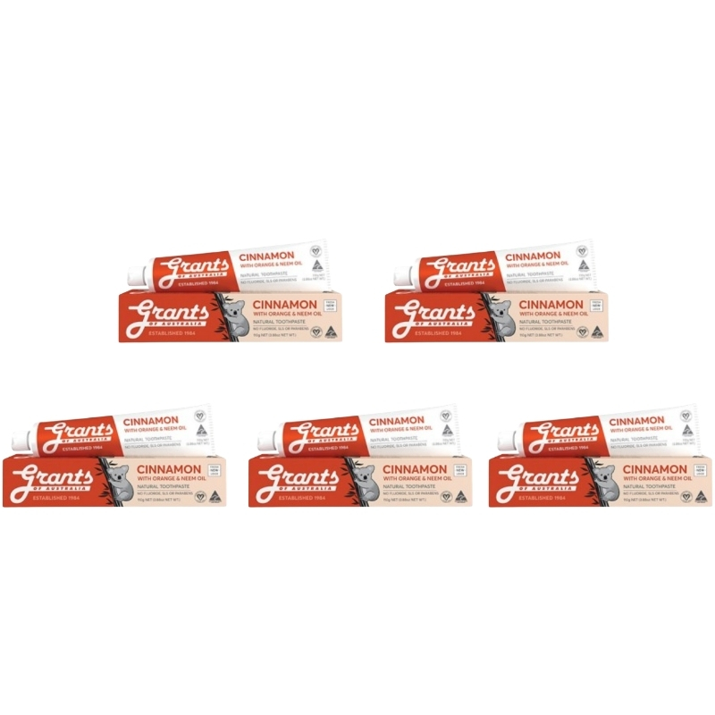 Combo 5 Tuýp Grants of Australia Kem Đánh Răng Chiết Xuất Quế Thảo Dược Hữu Cơ 110g