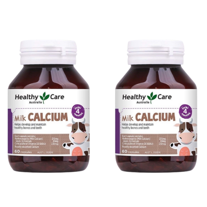 Combo 2 Hộp Healthy Care Bổ Sung Canxi Cho Trẻ Trên 4 Tháng Tuổi Milk Calcium 60 Viên