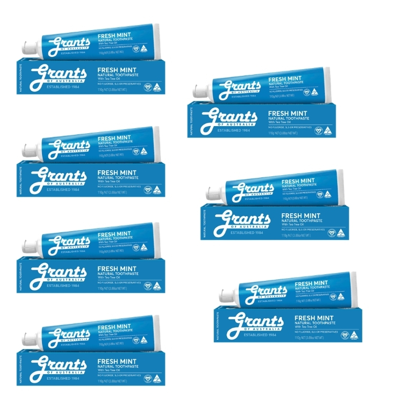 Combo 7 Tuýp Grants of Australia Kem Đánh Răng Chiết Xuất Tràm Trà, Bạc Hà Thơm Miệng Hữu Cơ 110g