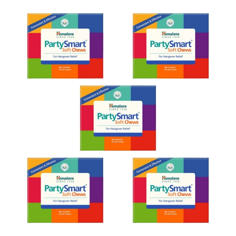 Combo 5 Hộp Viên Nhai Himalaya Party Smart  Hỗ Trợ Giải Rượu, Giảm Say Hộp 2 Viên