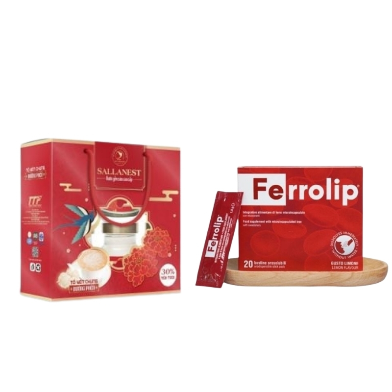 Combo 2 Hộp Ferrolip Người Lớn & 6 Hũ Sallanest Yến Đường Phèn