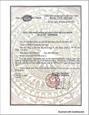 VitaHealth Viên Uống Ginkgo 2500 With DHA Bổ Não Tăng Cường Lưu Thông Máu Não
