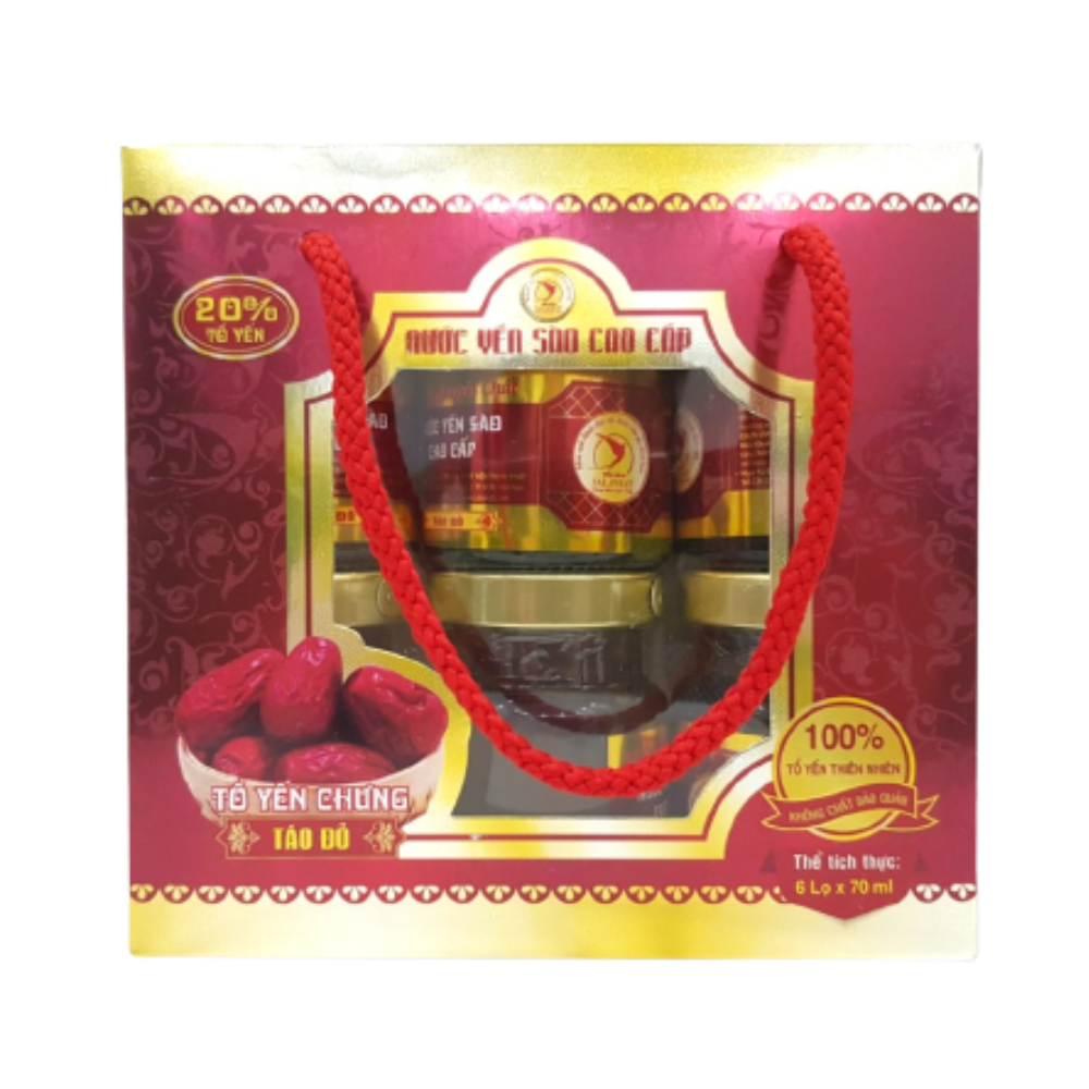 Sallanest Nước Yến Chưng Táo Đỏ 20% Tổ Yến 6 Hũ x 70ml