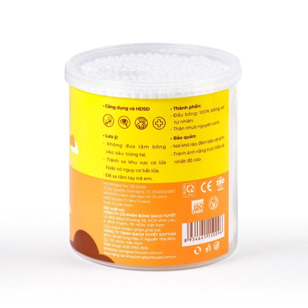 Bông Bạch Tuyết Tăm Bông Trẻ Em BBT Hộp Tròn 336 Que