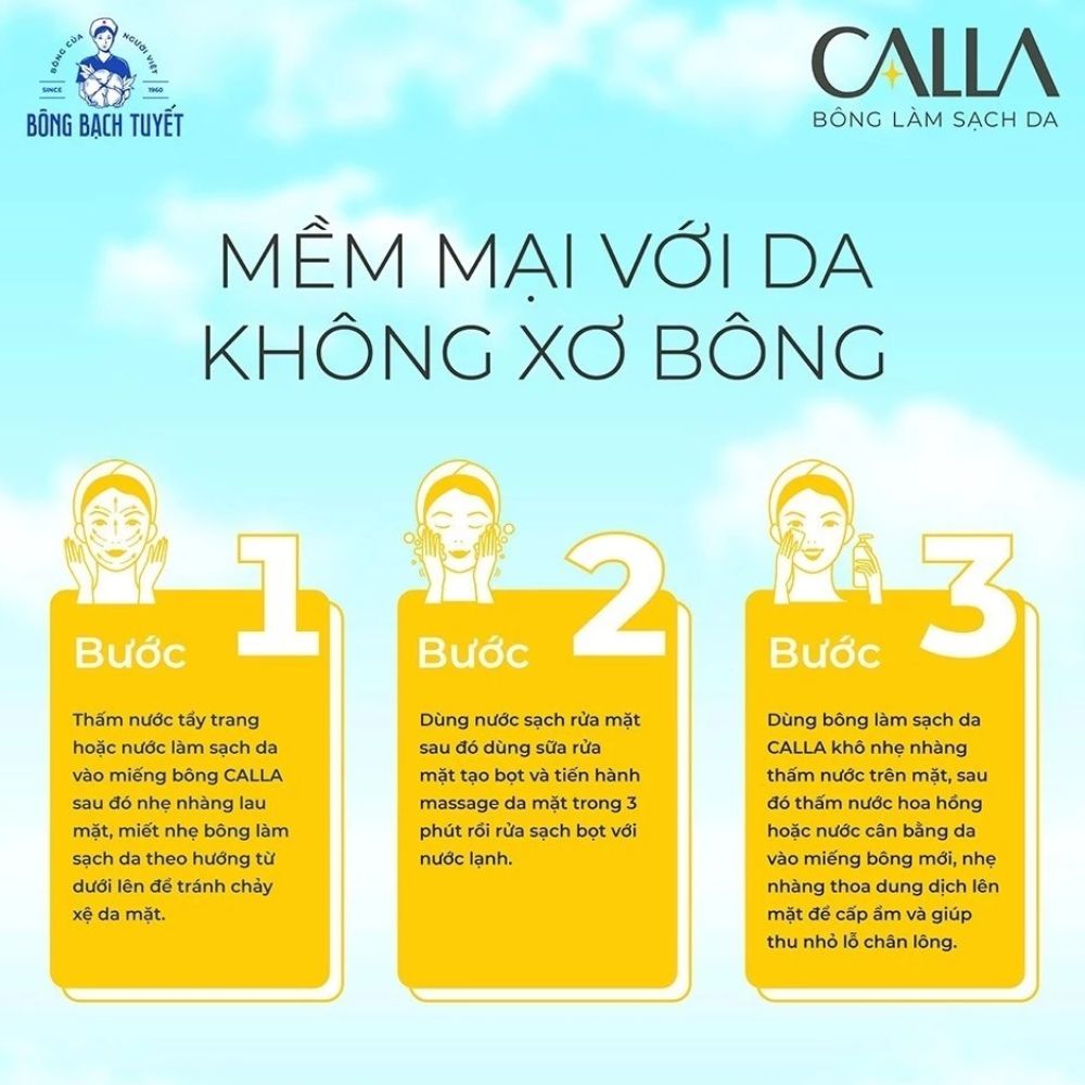 Calla Bông Tẩy Trang Làm Sạch Sâu 80 Miếng Dạng Túi - Phù Hợp Makeup Hằng Ngày