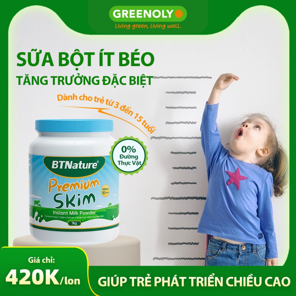 BTNature Sữa Bột Tách Béo Premium Skim Instant Milk Powder 1kg
