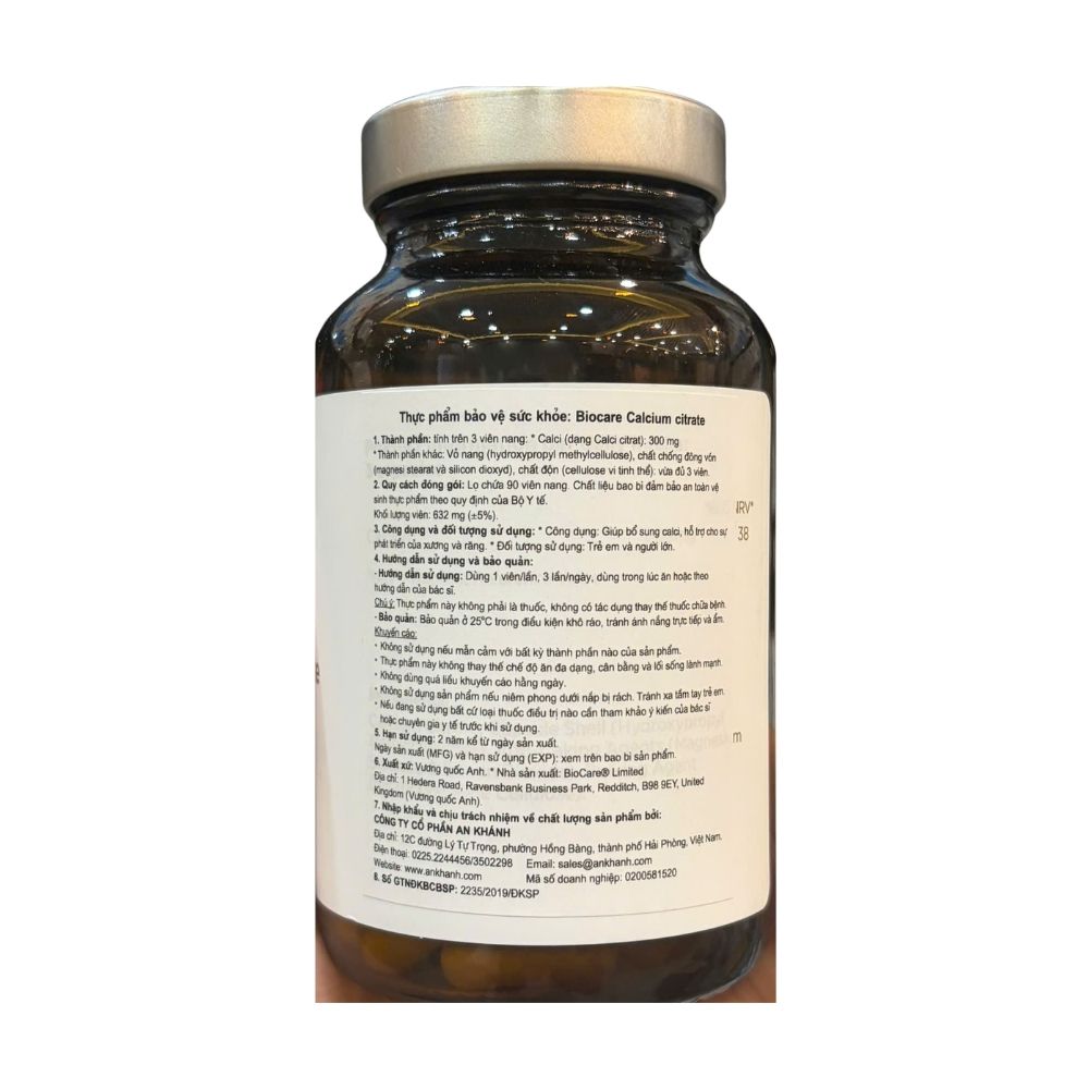 BioCare Viên Uống Calcium Citrate Hỗ Trợ Bổ Sung Canxi, Giúp Xương Và Răng Chắc Khỏe Hộp 90 Viên