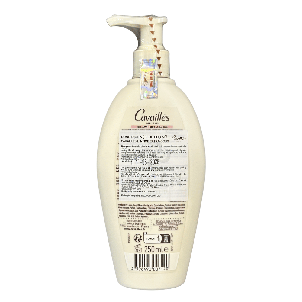 Cavailles L'intime Dung Dịch Vệ Sinh Phụ Nữ Extra - Doux 4X Dịu Viêm Dành Cho Da Siêu Nhạy Cảm 250 ML