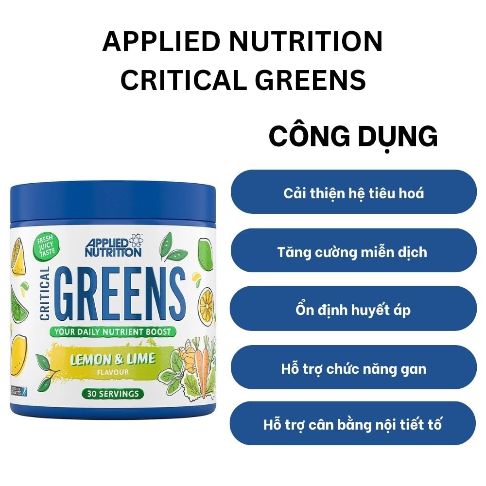 Applied Nutrition Critical Greens Bột Uống Bổ Sung Chất Xơ Đề Kháng