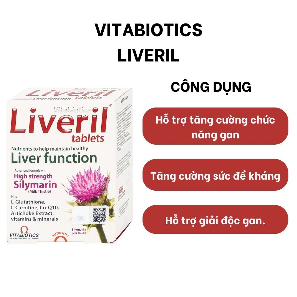 Vitabiotics Viên Uống Liveril Hỗ Trợ Tăng Cường Chức Năng Gan, Tăng Đề Kháng Hộp 30 Viên