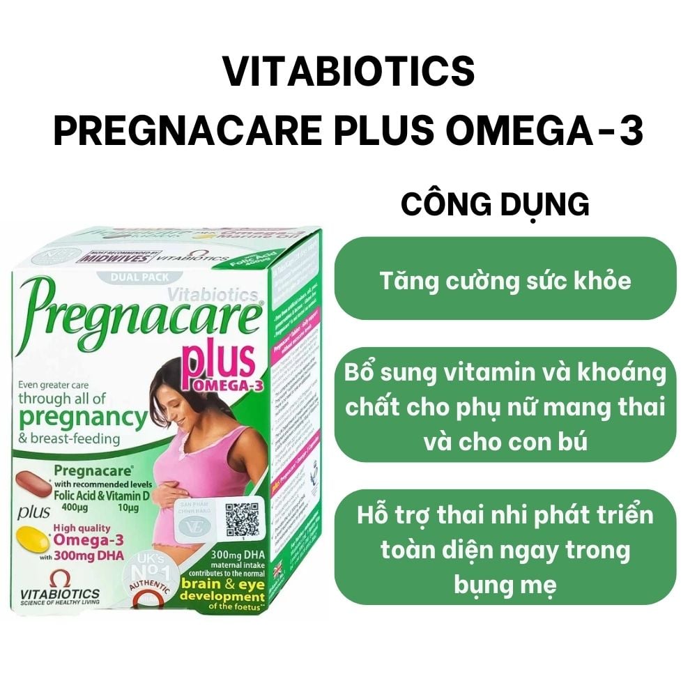 Vitabiotics Viên Uống Pregnacare Plus Bổ Sung Omega 3 Cho Phụ Nữ Mang Thai Và Cho Con Bú Hộp 56 Viên