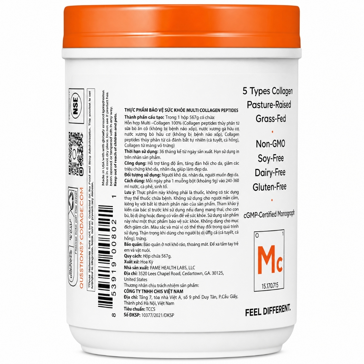 Codeage Bột Collagen Hydrolyzed Multi Collagen 567g - Nhập Khẩu Chính Ngạch Mỹ