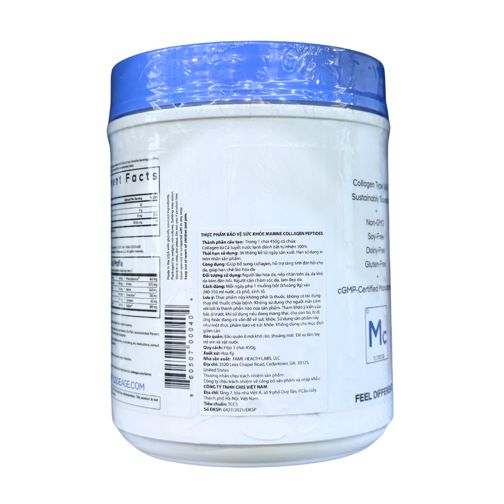 Codeage Bột Collagen Marine Collagen 450g - Nhập Khẩu Chính Ngạch Mỹ