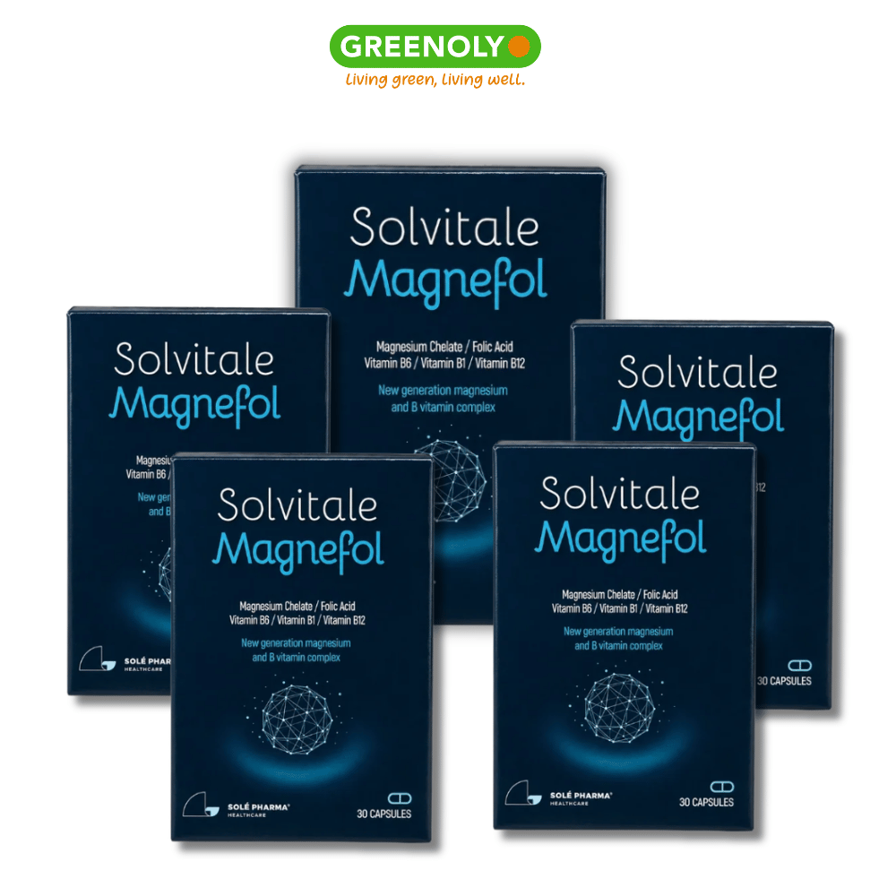 Combo 5 Hộp Solvitale Magnefol Viên Uống Magnesium Bisglycinate + Vitamin nhóm B Hỗ Trợ Thần Kinh Và Giấc Ngủ