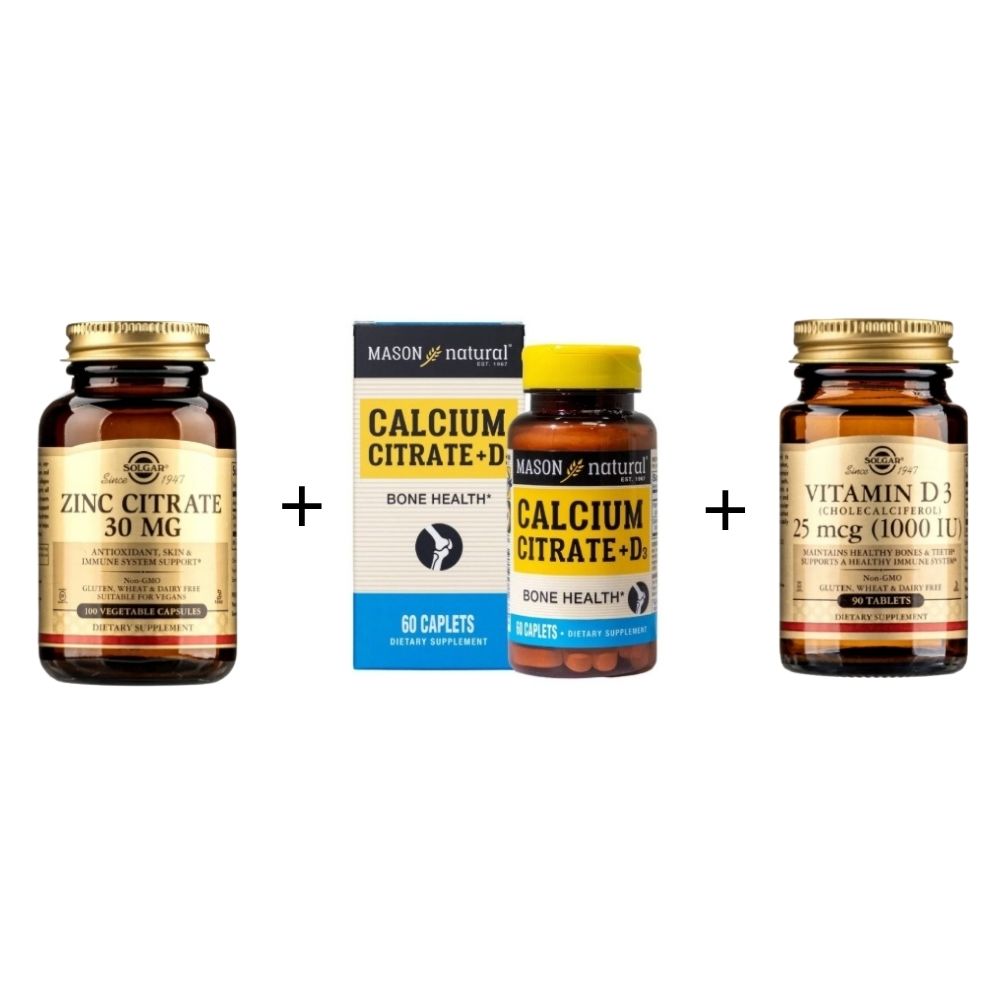 Combo Kẽm + Vitamin D3 1000 IU + Canxi Citrate