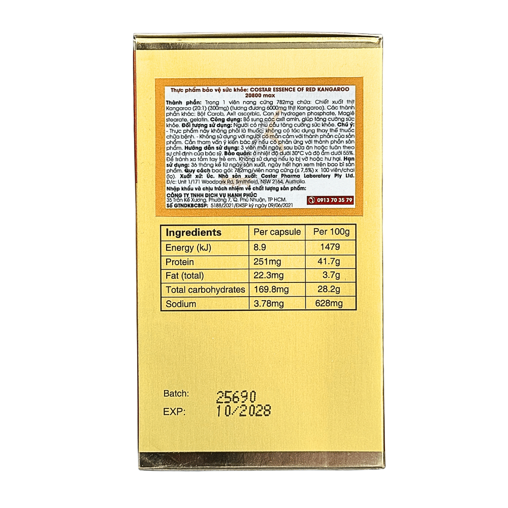 Costar Viên Uống Tăng Cường Sinh Lý Essence Of Kangaroo 20800max 100 Viên