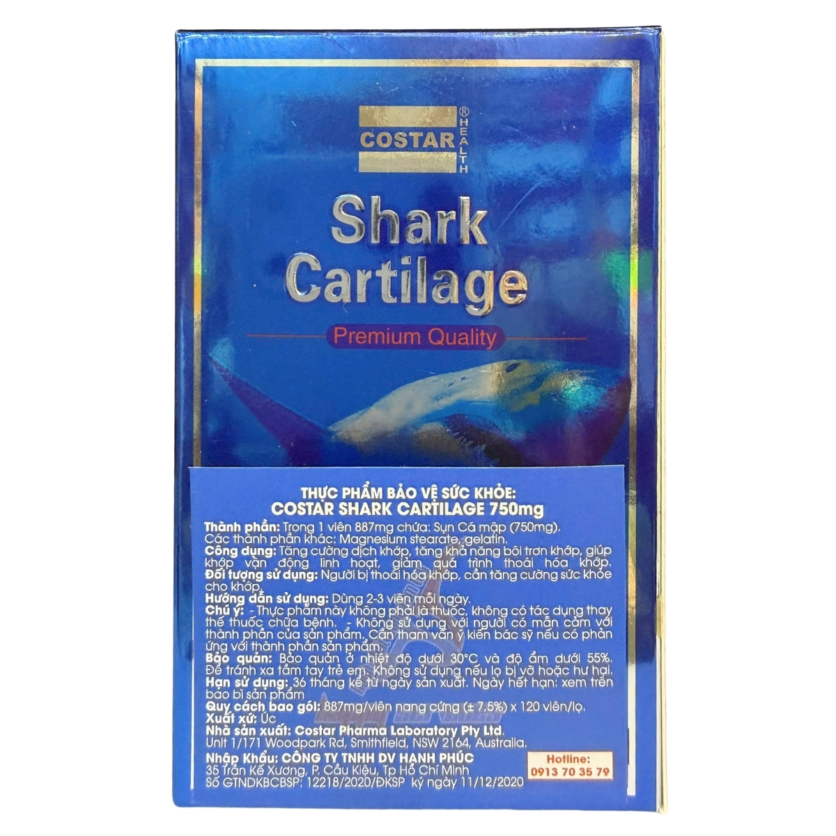 Costar Viên Uống Hỗ Trợ Xương Khớp Sụn Cá Mập Blue Shark Cartilage 750mg 120 Viên