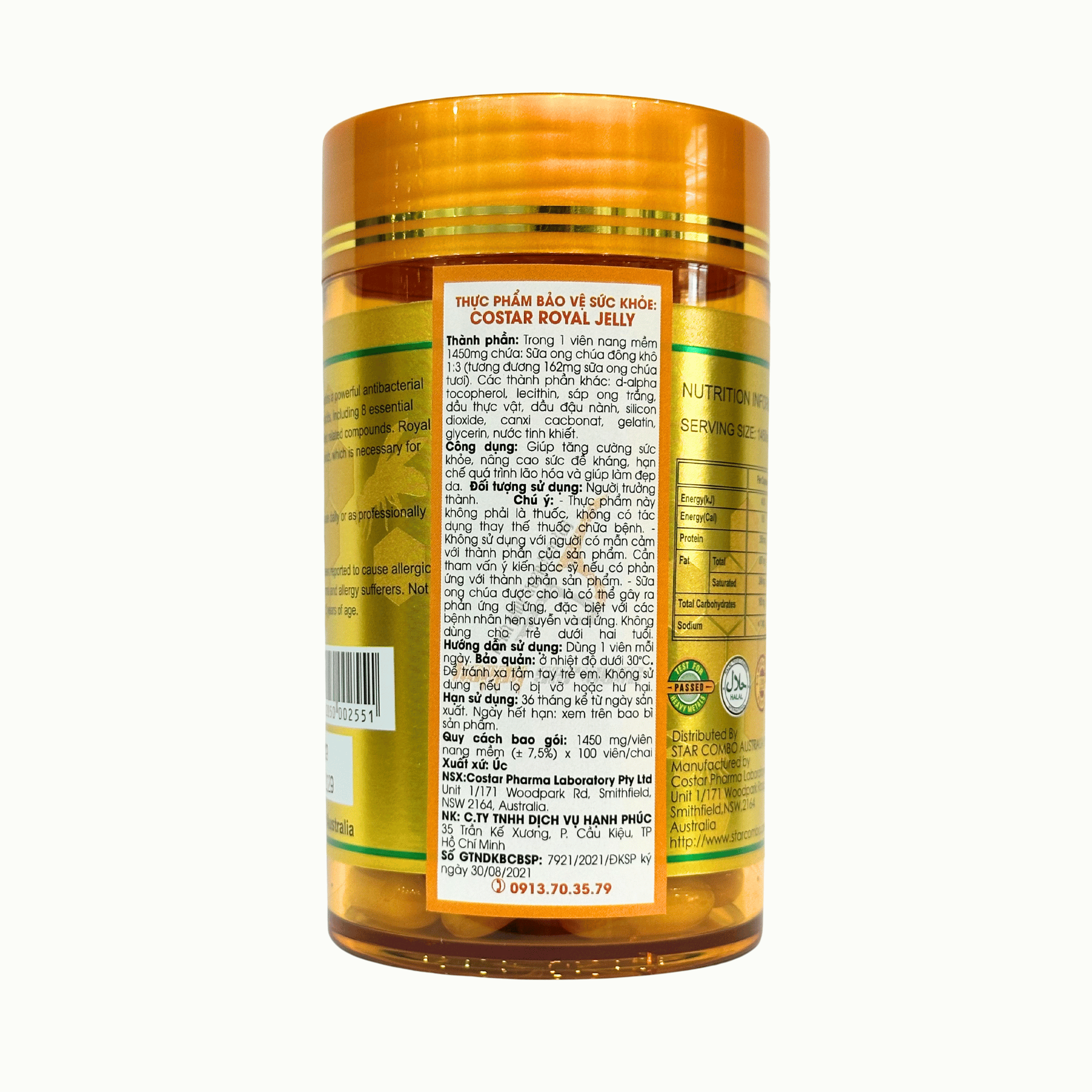 Costar Viên Uống Sữa Ong Chúa Royal Jelly Soft Gel 1450mg 100 Viên
