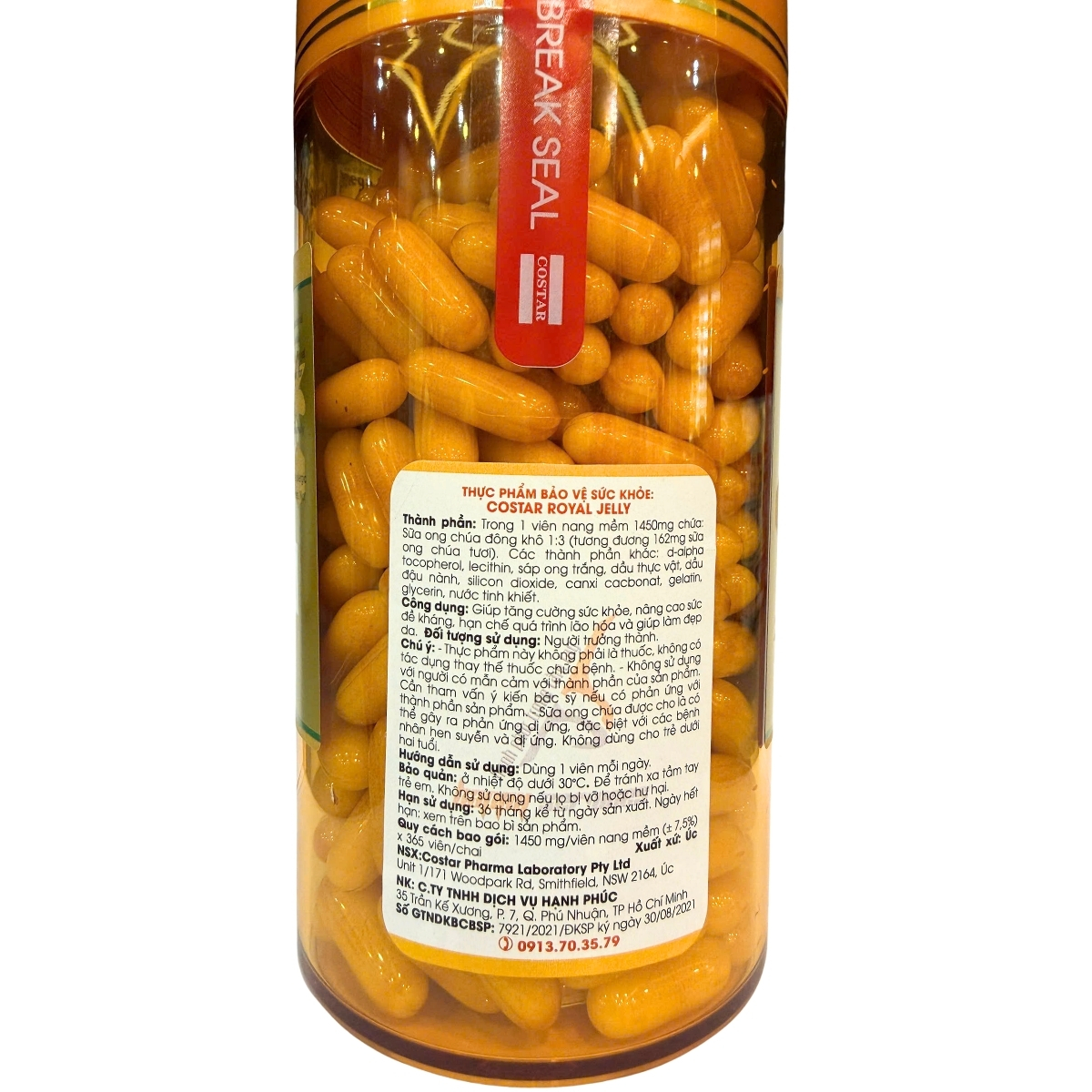 Costar Viên Uống Sữa Ong Chúa Royal Jelly Soft Gel 1450mg 365 Viên