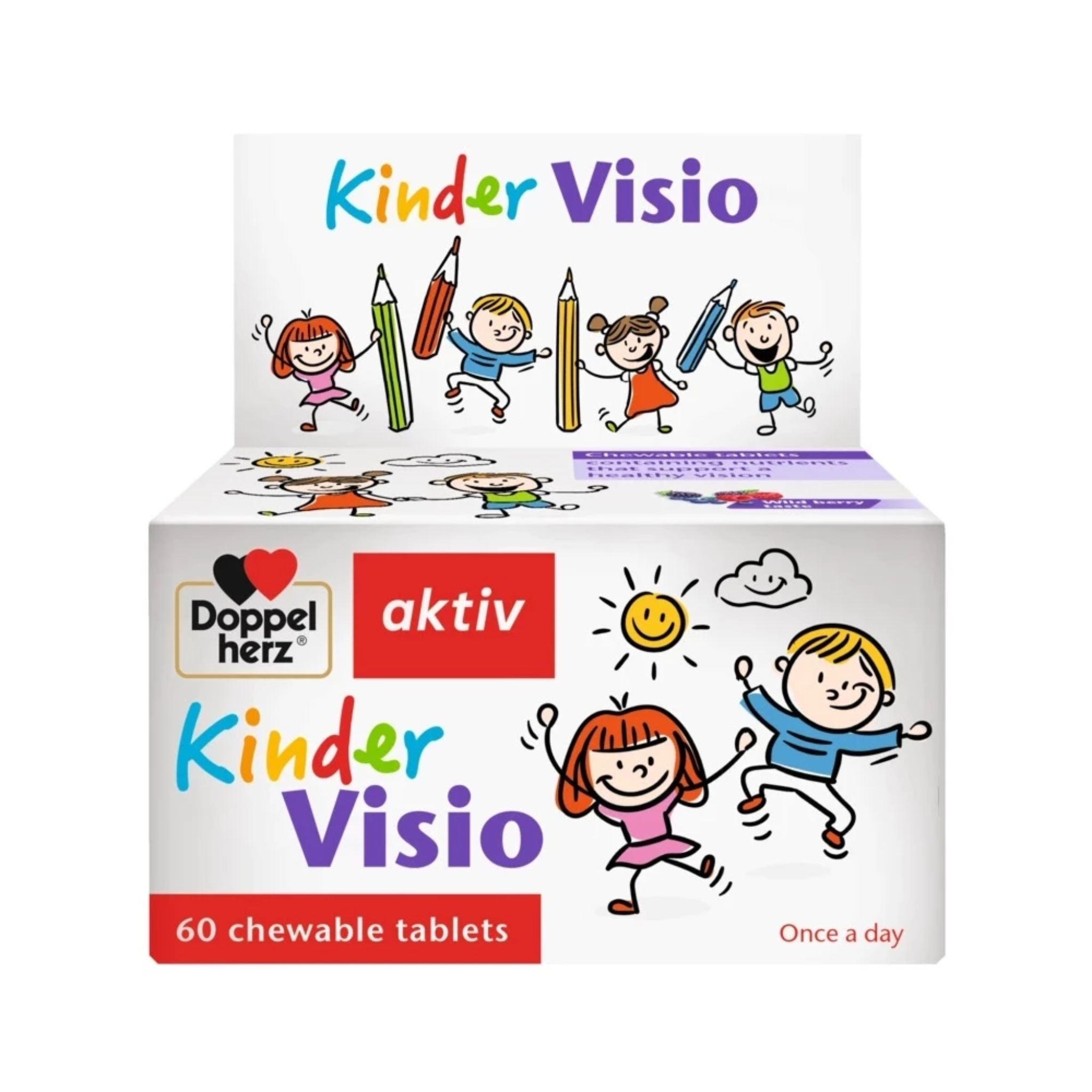 Doppelherz Viên Nhai Kinder Visio Hỗ Trợ Đôi Mắt Khỏe Mạnh, Hỗ Trợ Thị Lực Tốt Hộp 60 Viên