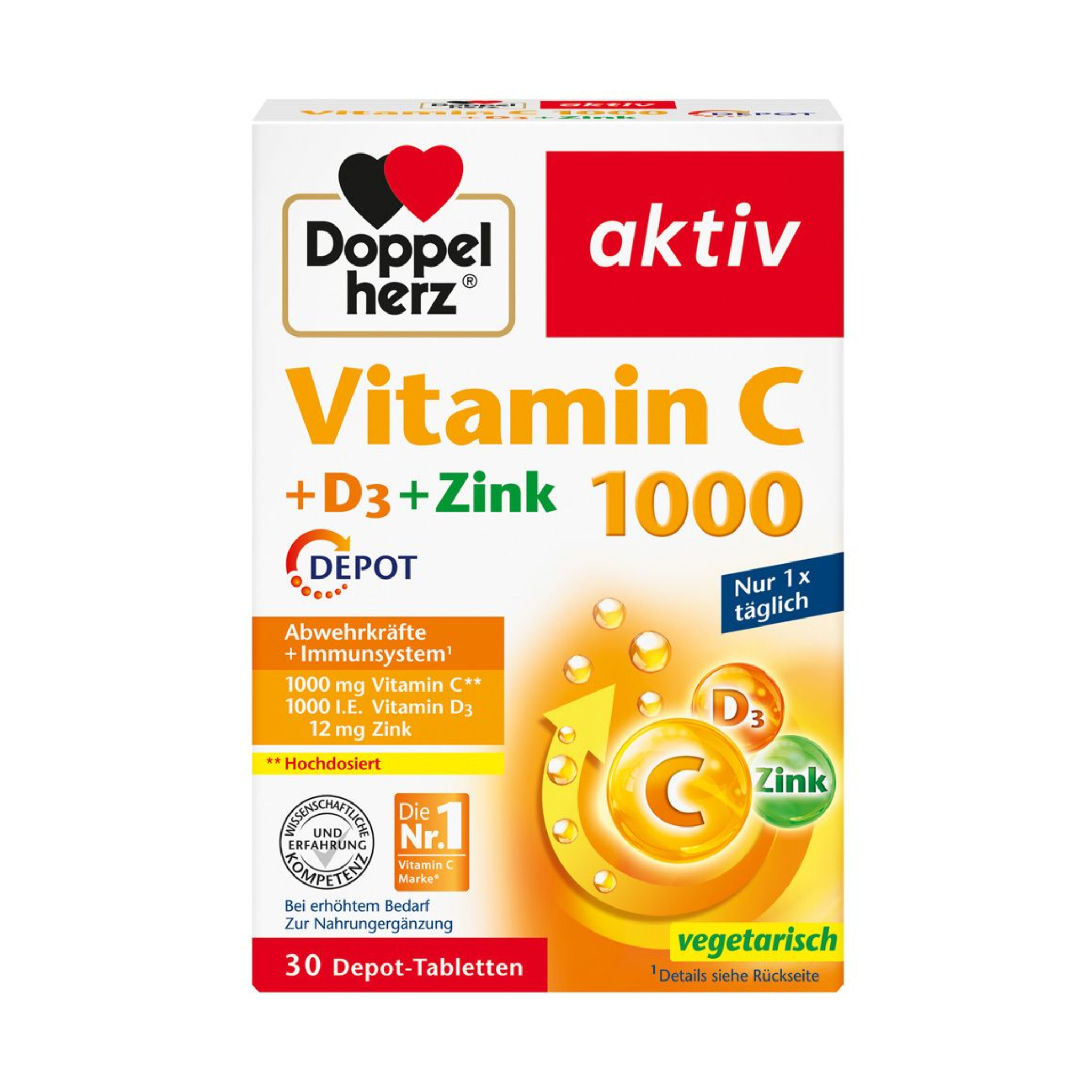 Doppelherz Viên Uống Vitamin C 1000 Hỗ Trợ Tăng Cường Sức Đề Kháng Hộp 30 Viên