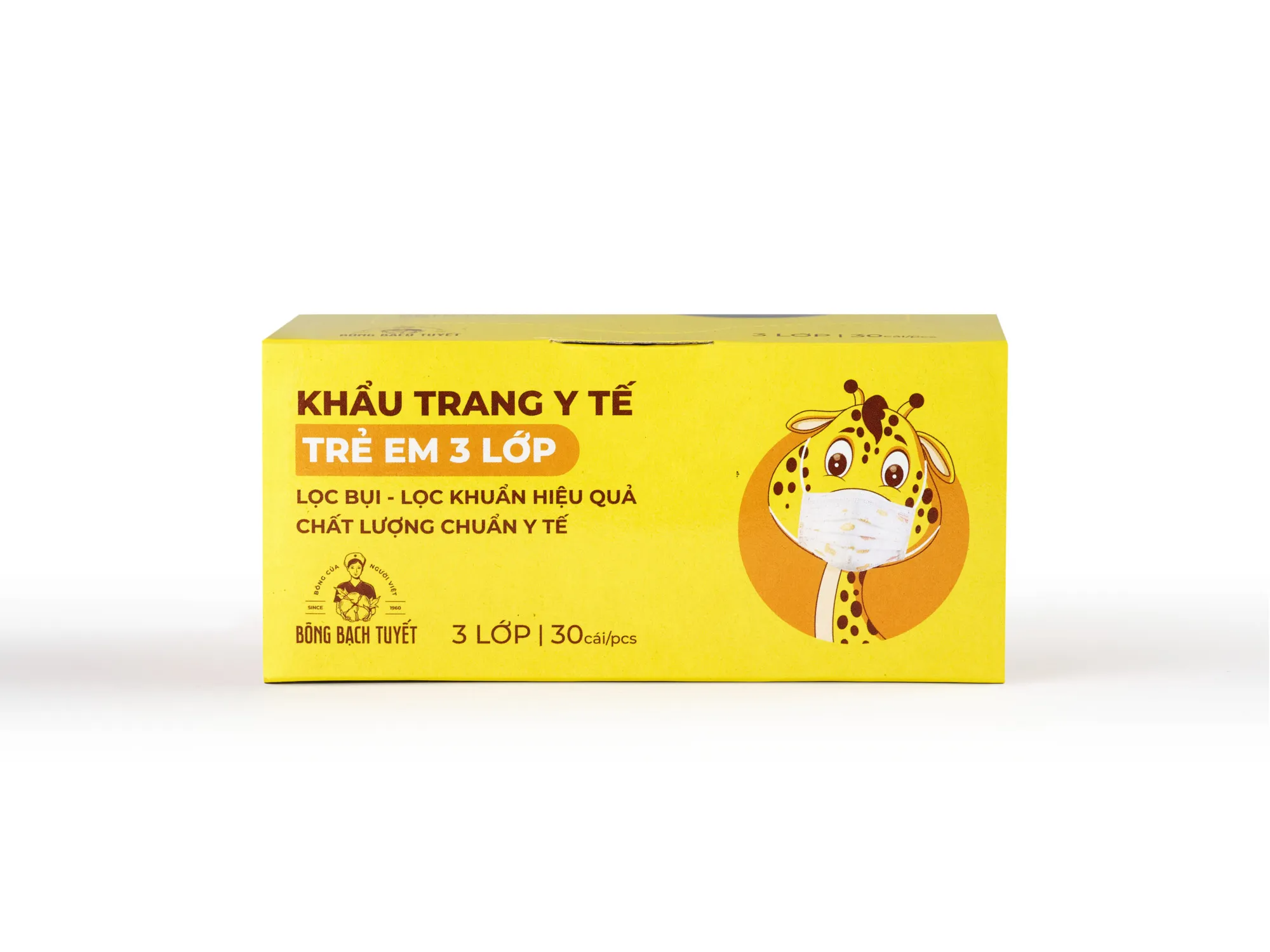Bông Bạch Tuyết Khẩu Trang Trẻ Em 3 Lớp Hộp 30 Cái