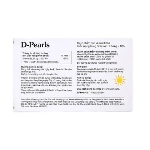 Pharma Nord Viên Uống D Pearls Bổ Sung Vitamin D 1000IU 80 Viên