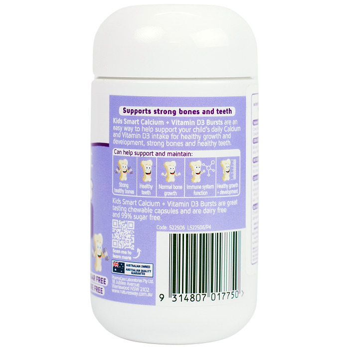 Nature’s Way Viên Uống Bổ Sung Canxi Kids Smart Calcium + Vitamin D3 Burstlets 50 Viên