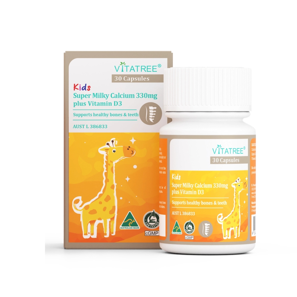 Vitatree Viên Uống Canxi Kids Super Milky Calcium 330mg Plus Vitamin D3 Cho Trẻ Từ 1 Tuổi