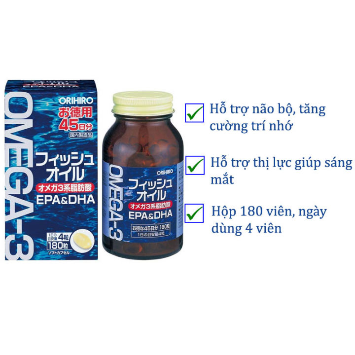 Orihiro Viên Uống Dầu Cá Bổ Sung Omega 3, EPA & DHA 180 Viên