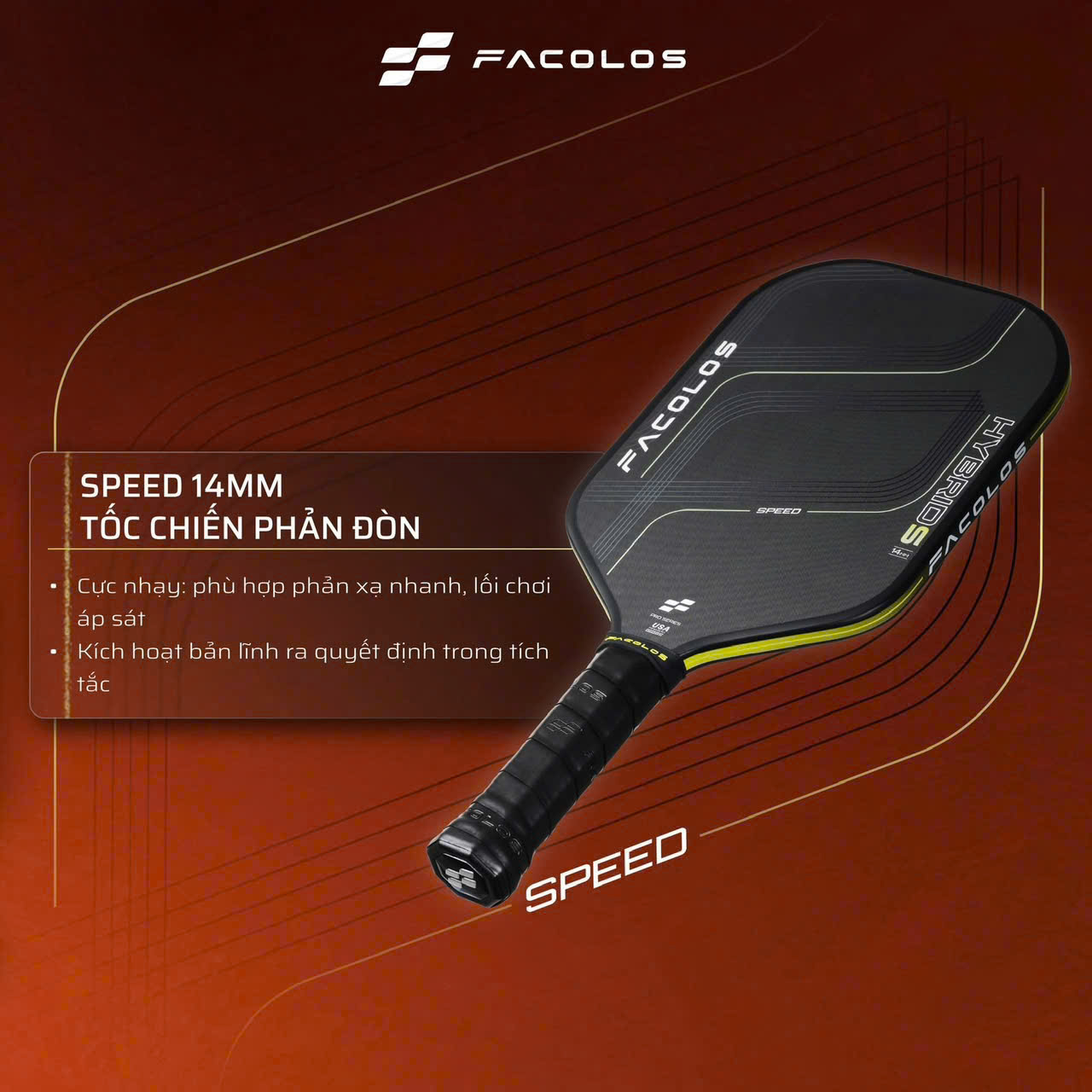 Facolos Vợt Pickleball Hybrid S Series 14mm - Neon