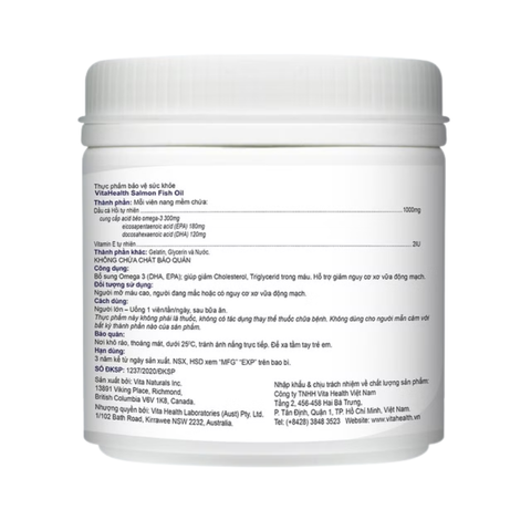 VitaHealth Viên Uống Salmon Fish Oil Bổ Sung Omega 3, Giảm Nguy Cơ Xơ Vữa Động Mạch 100 Viên