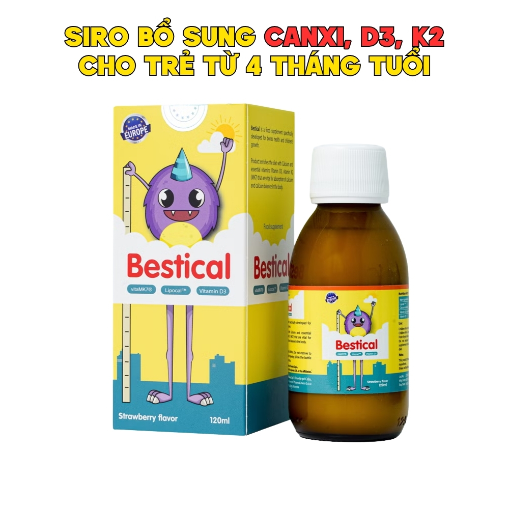 Bestical Siro Bổ Sung Canxi Sinh Học, D3K2 Hỗ Trợ Xương Răng Chắc Khỏe Cho Trẻ Từ 4 Tháng Tuổi