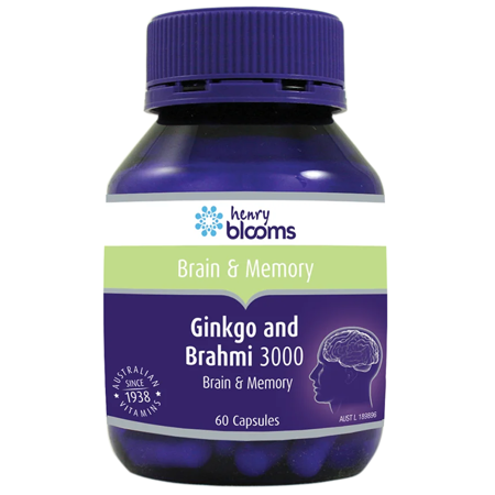 Henry Blooms Viên Uống Hỗ Trợ Tuần Hoàn Não Ginkgo And Brahmi 3000 60 Viên