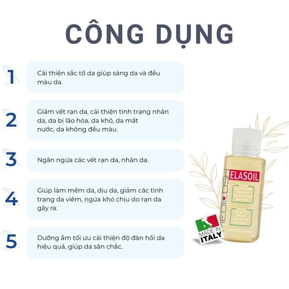 Medicosh Elasoil Dầu Dưỡng Làm Mờ Rạn Da Cho Bà Bầu Sau Sinh Và Do Tăng Cân 75ml