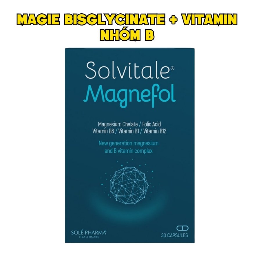 Solvitale Magnefol Viên Uống Magnesium Bisglycinate + Vitamin nhóm B Hỗ Trợ Thần Kinh Và Giấc Ngủ (Hộp 30 Viên)