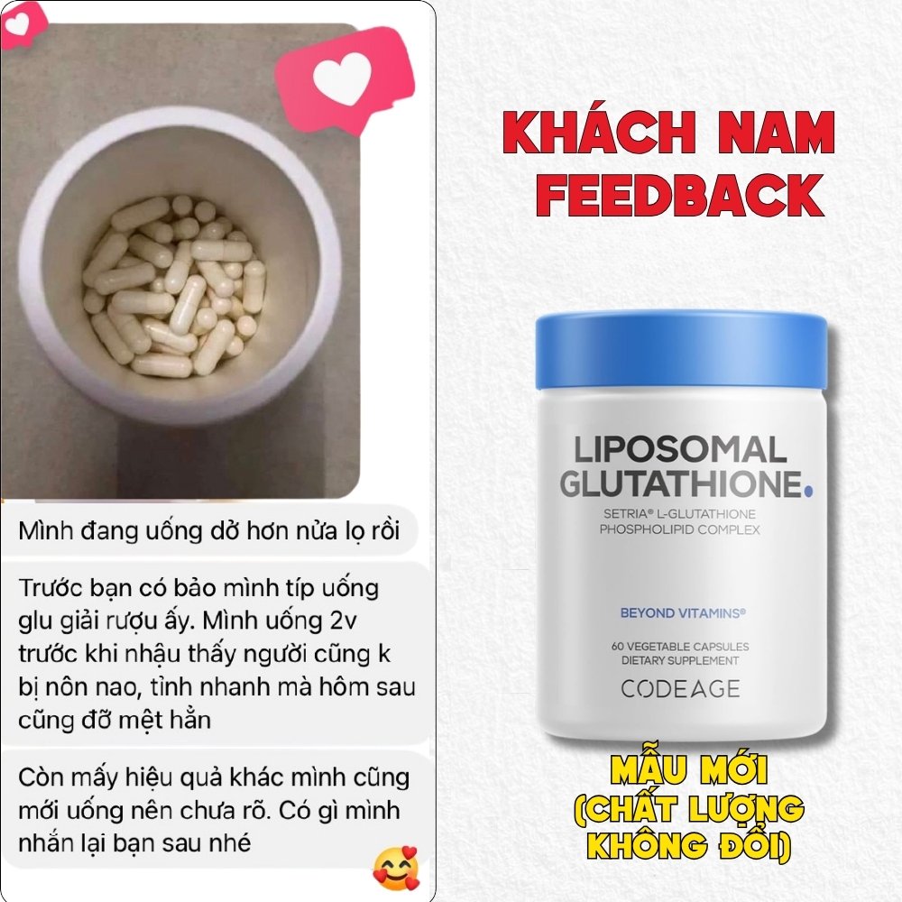 CodeAge Viên Uống Liposomal Glutathione 500mg 60 viên (Setria L-Glutathione) - Tinh Khiết Hơn