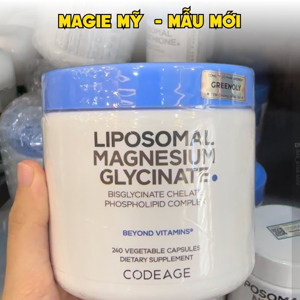 Codeage Viên Uống Liposomal Magnesium Magie Glycinate Hữu Cơ 240 Viên - Chính Ngạch Mỹ, Xuất VAT