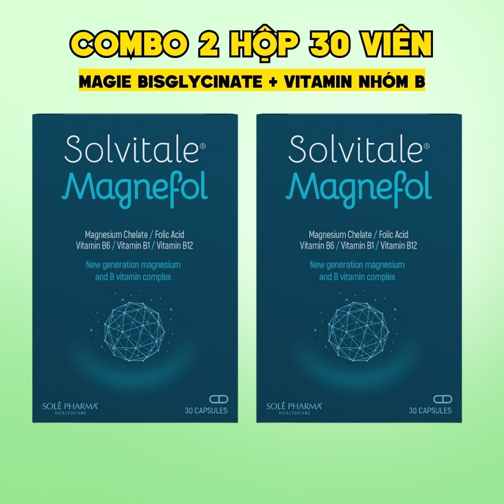 Combo 2 Hộp Solvitale Magnefol Viên Uống Magnesium Bisglycinate + Vitamin nhóm B (Hộp 30 Viên)